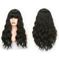 thumbnail image 2 of MERISIHAIR Long Wavy Black Wig with Bangs Synthetic Wavy Wigs for Black Women, Selena Wig with Bangs Heat Resistant 24 Inches, 2 of 40
