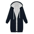 thumbnail image 4 of Hoodies for Women Fashion Sweatshirts: Solid Color Spring And Autumn Casual Zipper Long Sleeve Hooded Long Coat Comfortable Full Zip Up Hoodie Womens Long Fleece Sweatshirt with Pockets, 4 of 6