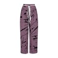 thumbnail image 4 of USNSM Wide Leg Pants for Women 2024 Trendy Loose Fit Drawstring Elastic Waist Lounge Trousers Ink Splash Casual Pants Purple S, 4 of 4
