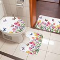 thumbnail image 5 of Spring Tulips Bathroom Rugs Set Watercolor Pink Red Purple Floral Leaf Butterfly Non Slip Absorbent Soft Bath Mats 3 Piece Set with Bathroom Rug, U-Shaped Floor Mat, Toilet Seat Cover Large Size, 5 of 9