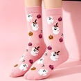 thumbnail image 2 of Halloween Socks, Breathable Soft Printed Crew Socks, Skeleton Pumpkin Witch Pattern, Funny Spooky Novelty Socks, Halloween Gift for Family & | TruHer,Light pink Free Size, 2 of 6