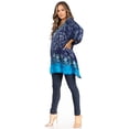 thumbnail image 3 of Sakkas Adalwin Desert Sun Lightweight Circle Ponch Tunic Top Blouse W / Embroidery - 35-NavyTurquoise - One Size, 3 of 5