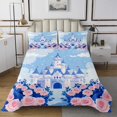 thumbnail image 1 of Erosebridal Romantic Rose Coverlet Set Queen, Blue Castle 02, Girls Kids, 1 of 5