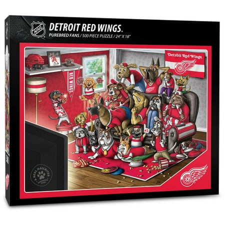 UPC: 0810052502588 | YouTheFan 18 x 24 in. NHL Detroit Red Wings Purebred Fans Puzzle A Real Nailbiter – 500 Piece