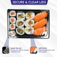 thumbnail image 4 of Klex Disposable Plastic 2.0 Sushi Trays with Lids for Take Out Cake Dessert Carrier Containers, Black/Clear, 9.4" x 5.7", 400 Sets, 4 of 5