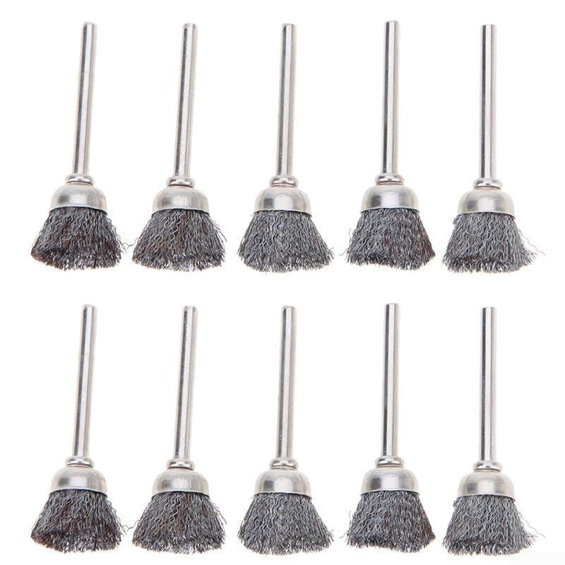 New 10pcs Mini Wire Brush Brushes Stainless Steel Cup Wheel For Grinder Or Drill 