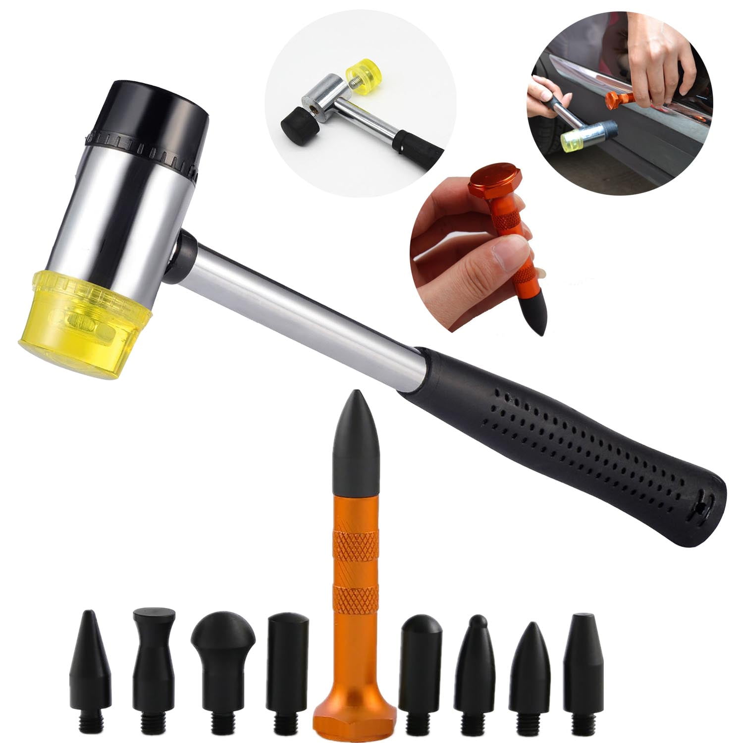 Pops a Dent Remover Tap Down Kits w/ Rubber Hammer Dent Repair Tools