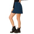 thumbnail image 3 of INSPIRE CHIC Women's Button Decor Elastic Back Solid Elegant Mini Skirt XS Teal, 3 of 7