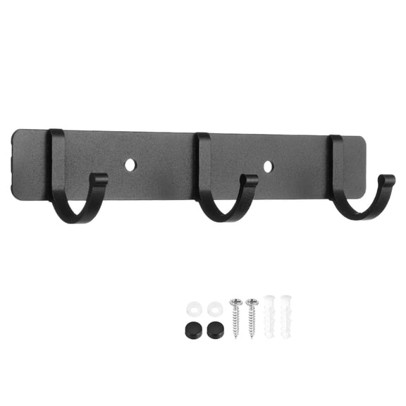 Uxcell Towel Hook Rack, 7 Inch Wall Mount Coat Rack No Drill Wall Mount Hooks Wall Clothes Hanger Rustproof for Bathroom Kitchen Bedroom, Black(3 Hooks)