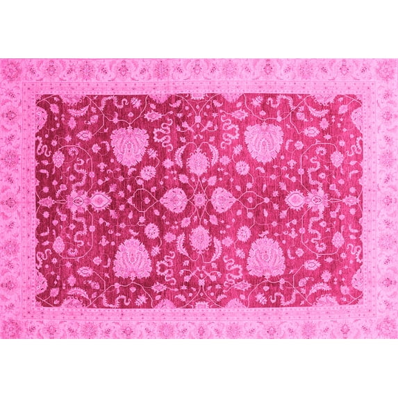 Ahgly Company Indoor Rectangle Oriental Pink Modern Area Rugs, 2' x 4'