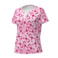 thumbnail image 5 of Honeii Breast Cancer Ribbons Awareness Print Women's V-Neck T-Shirt,Short Sleeve V Neck Tees Tops for Women , Perfect for Work, Travel, and Everyday Wear, 5 of 7