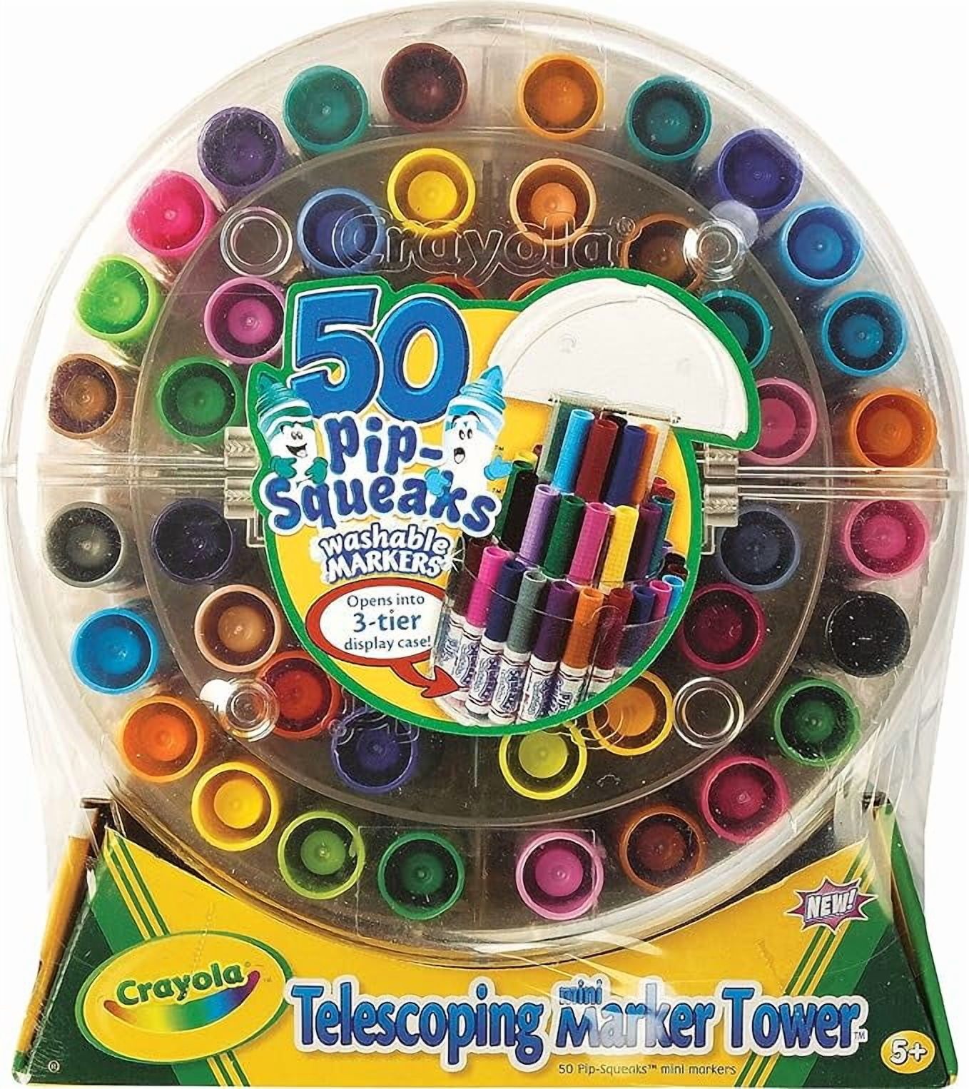 Crayola Pip-Squeaks Washable Marker Telescoping Tower, 50 Assorted Colors, 1 Pack