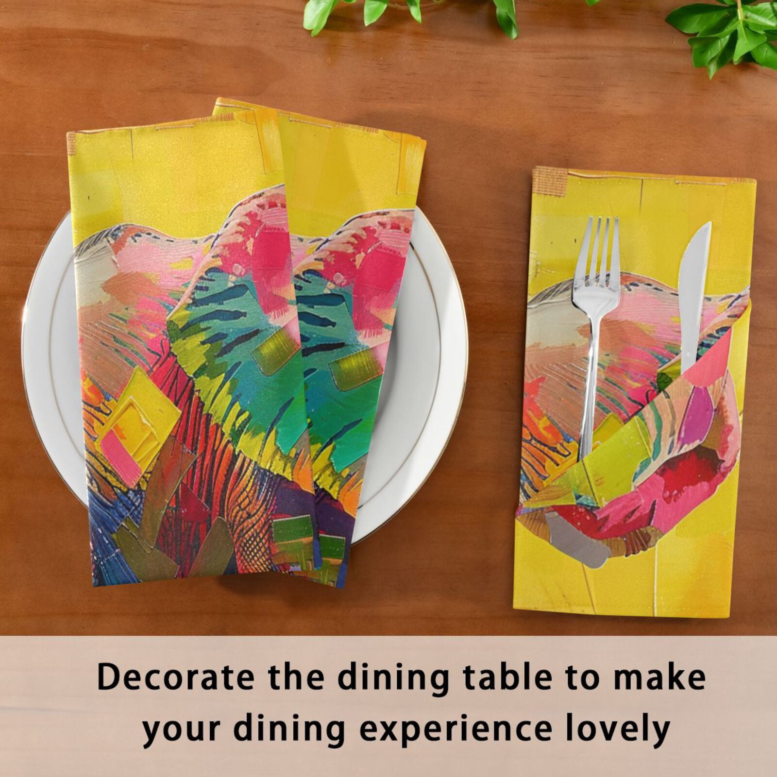 JSTEL Elephant Collage Cloth Napkins Set of 6, 20x20 Inch Washable and Reusable Napkin for Decoupage Dinner Party Everyday Use