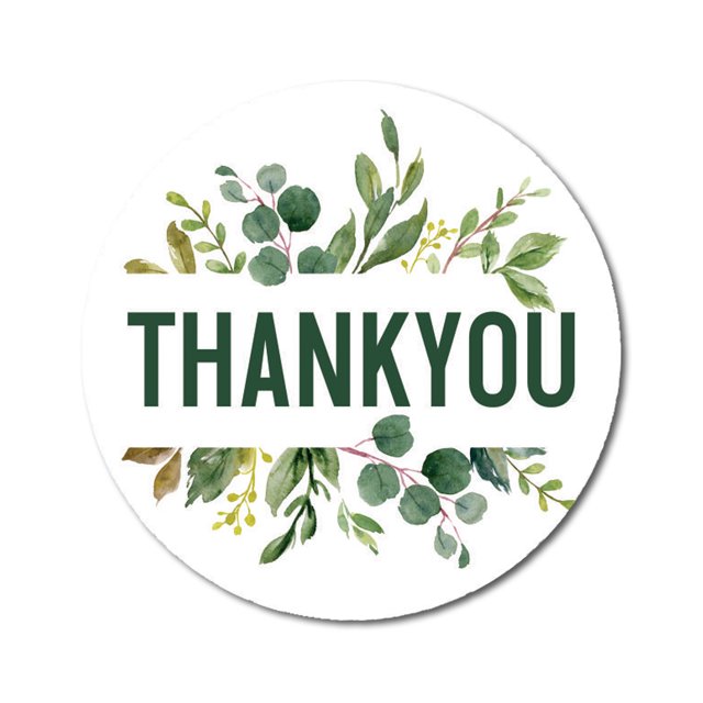 Darling Souvenir Round 45 Pcs Rustic Leaf Border Non Customized Thank You Stickers-1.6 Inches