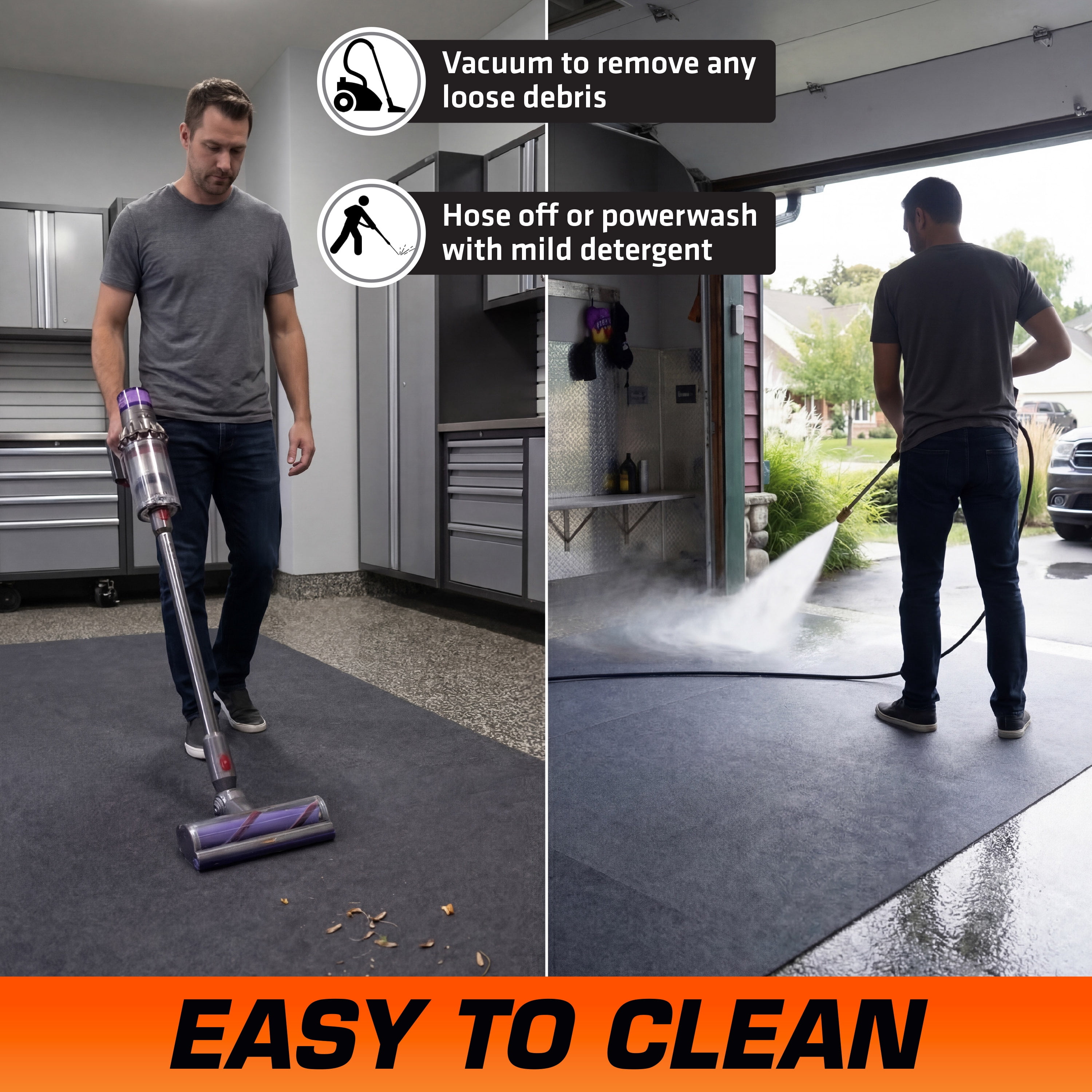 Armor All Premium Original XL Garage Floor Mat, (22' x 8'10"), Protects Surfaces, Transforms Garage, Absorbent/Waterproof/Durable (Includes Double Sided Tape)(Charcoal)