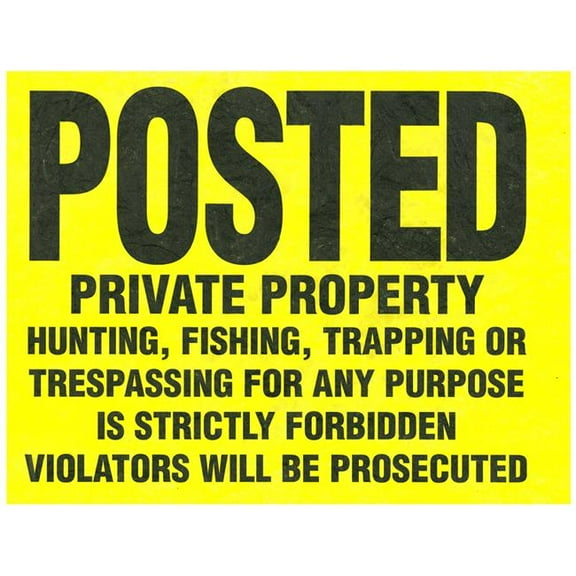 Hillman Group 845771 11 x 11 in. Black & Yellow Posted Private Property Tyvek Sign