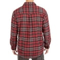 thumbnail image 3 of Men's Smith's Workwear Plaid Sherpa-Lined Cotton Flannel Shirt Jacket Color: Burgundy Size: L, 3 of 5