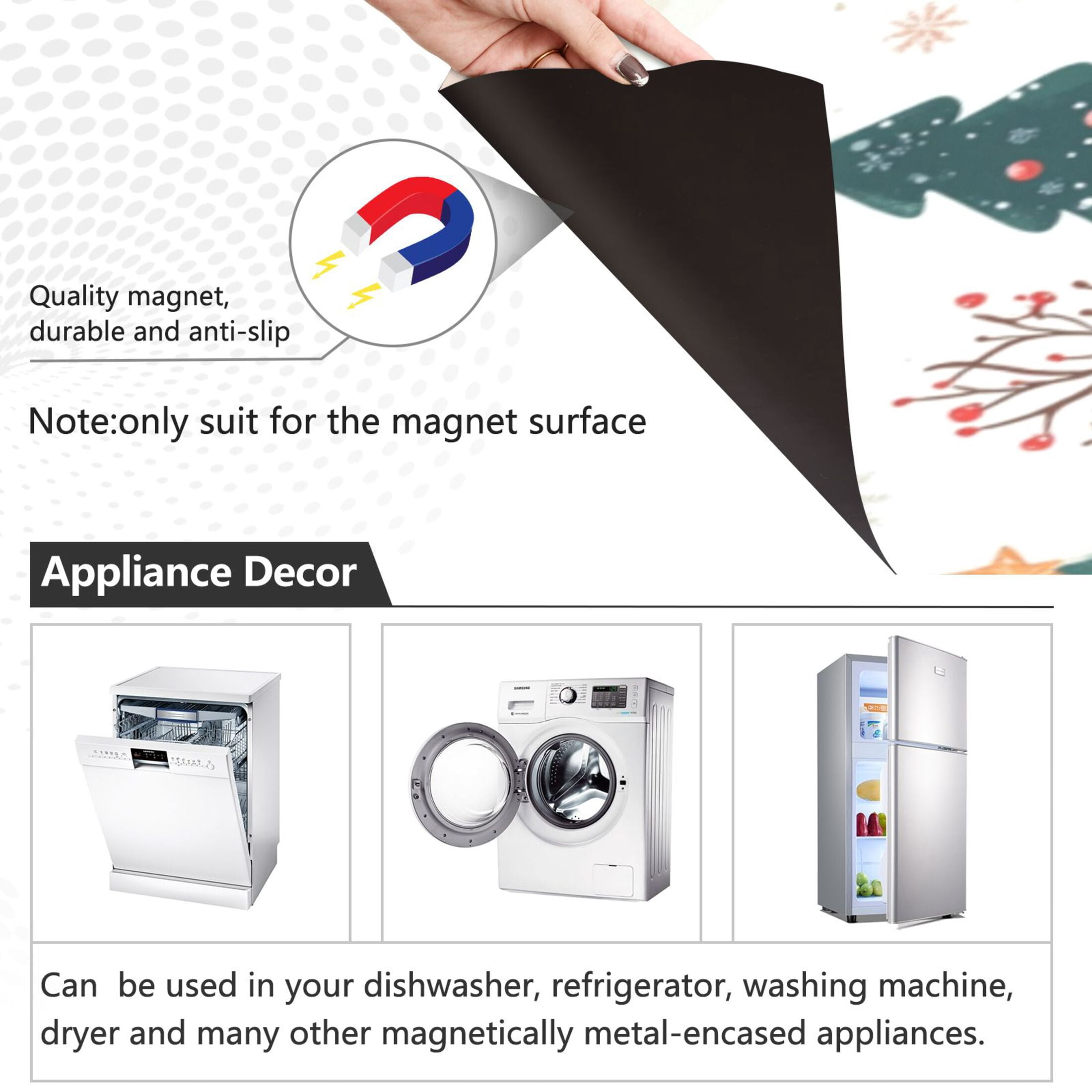 Dishwasher Magnetic Sticker 23x26 Inch Refrigerator Magnetic Sticker Washing Machine Magnetic Sticker Kitchen Panel Magnetic Sticker Home Decor Cartoon Cute Christmas House