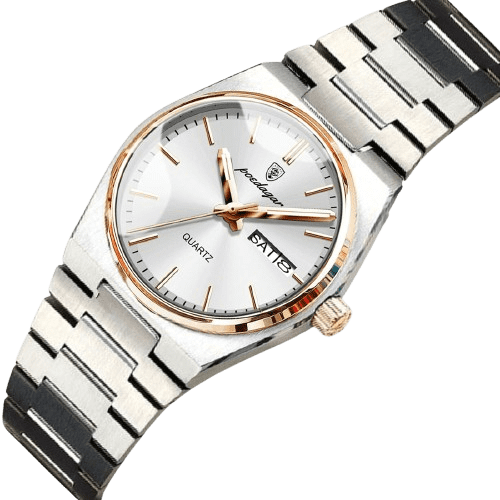 POEDAGAR Montre de Luxe pour Femme Quartz Étanche Lumineuse Date Semaine Montres en Acier Inoxydable Horloge