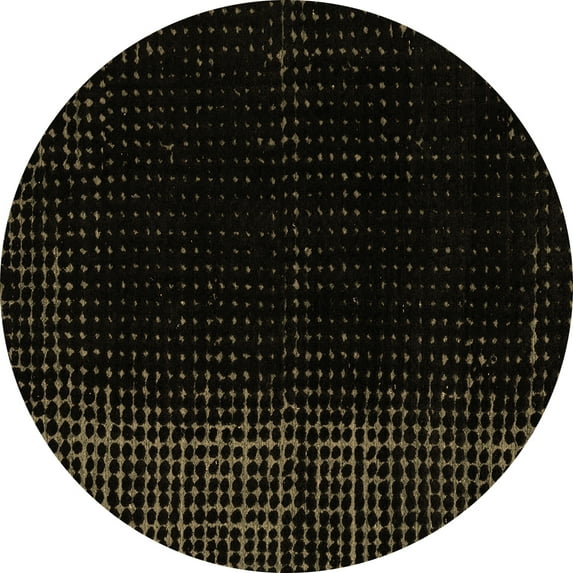 Ahgly Company Indoor Round Abstract Brown Modern Area Rugs, 8' Round