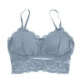 thumbnail image 2 of Bigersell Lace Bralettes Women V-Neck Crop Tank Tops Camisole Full-Coverage Wireless Bra Ladies Push-up Bras No Underwire Comfort Soft Padded Bra Sleep Bras Everyday Wire-Free Bras Blue One Size, 2 of 3