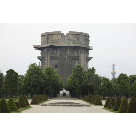 Remains of Anti-aircraft G-Tower Flak Tower VII in Augarten Vienna Austria Belongs to 3rd generation design In conjunction with Fire Control Lead-Tower nearby formed part of Nazi air defense system (Best Air Defense System In The World)
