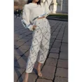 thumbnail image 2 of Pantalones vaqueros de pierna recta con decoración de lentejuelas para mujer, cintura alta, elegantes, casuales, con bolsillos, pantalones pitillo de mezclilla con diamantes vintage, 2 of 5