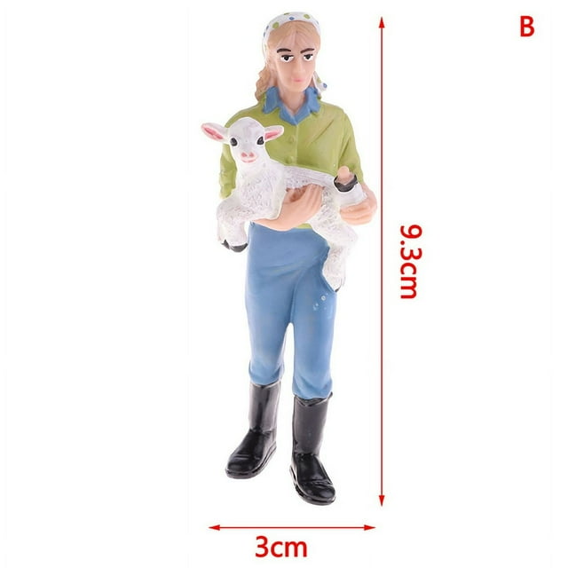 Simulation Farm Hold Dog Cow Pig Farmer People Model Decoration Accessories Toy