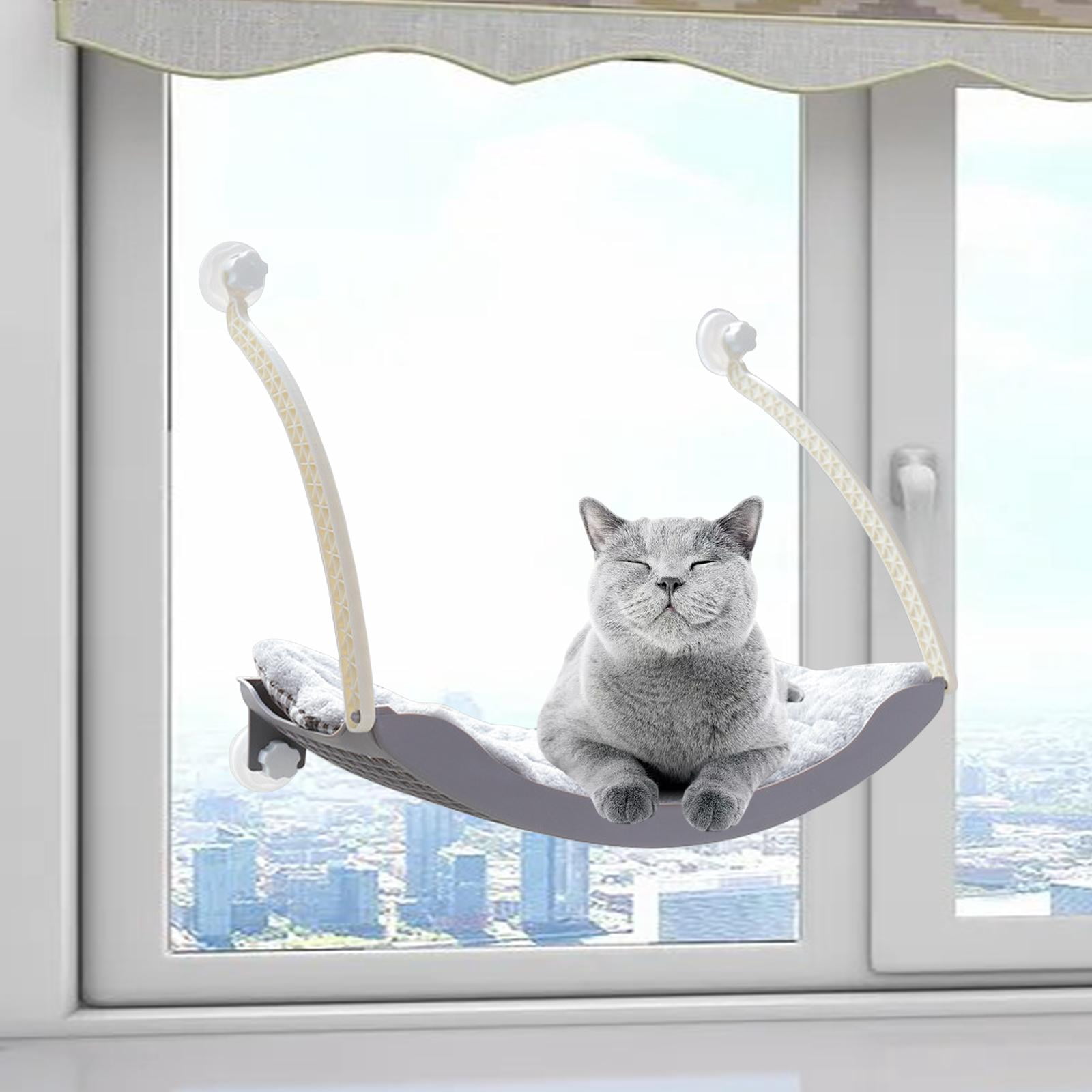 , Cat Window Perch Suction Cups Space Saving Cat Hammock Pet Resting Seat Shelves - Providing 360 degree Sunbath for Cats , Gray
