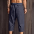 thumbnail image 3 of Men Pants New Wide Leg Cropped Chinese Style Linen Blend Breathable Loose Fit Casual Summer Trousers with Embroidery Print, 3 of 4