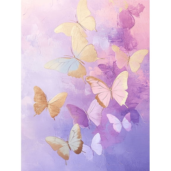 Gold Butterfly Canvas Wall Art， Suitable for Living Room， Bedroom， Bathroom， Office， and Hallway Decoration.