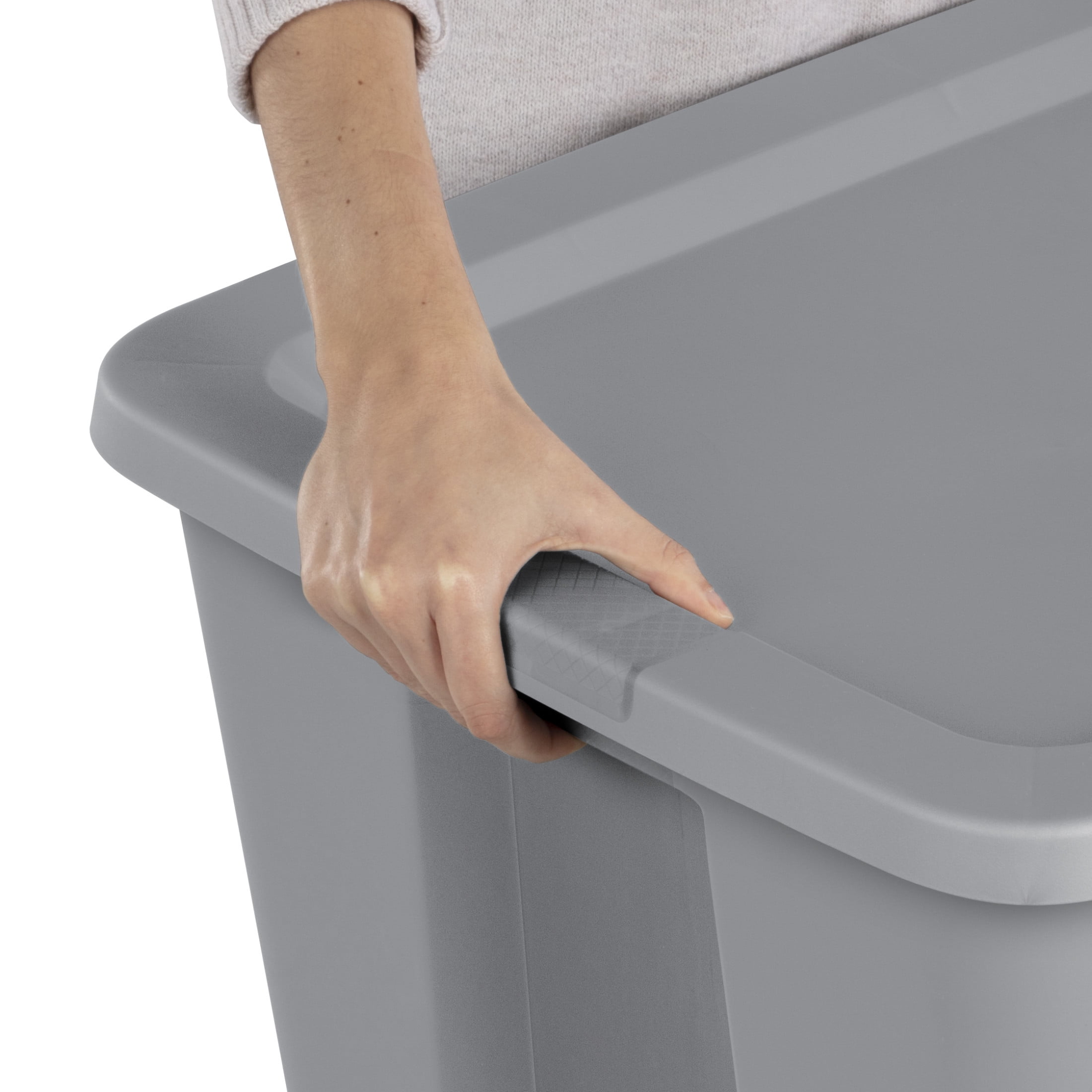Sterilite 30 Gallon Extra-Large Storage Bin, Durable Plastic Storage Container with Snap-On Lid, Gray