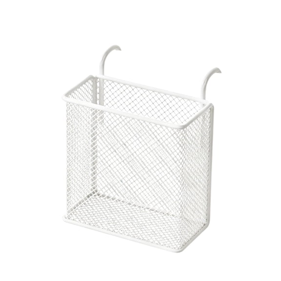Anckoeil Mesh Desk Storage Box, 5.9x4.13x3.1in Hanging Metal Organizer with Hook for Stationery & Office Supplies