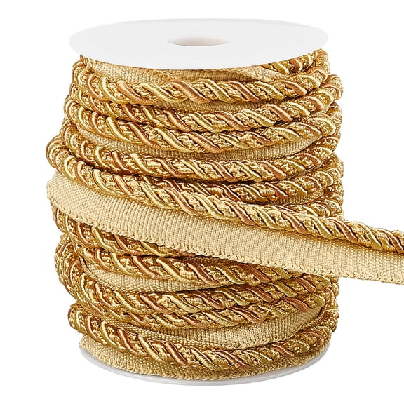 1 Bundle Polyester Twist Lip Cord Trim Upholstery Trim Edge Sewing Piping Cord for Curtain Sofa Decoration Wheat 17mm 13.67 yards(12.5m)/bundle