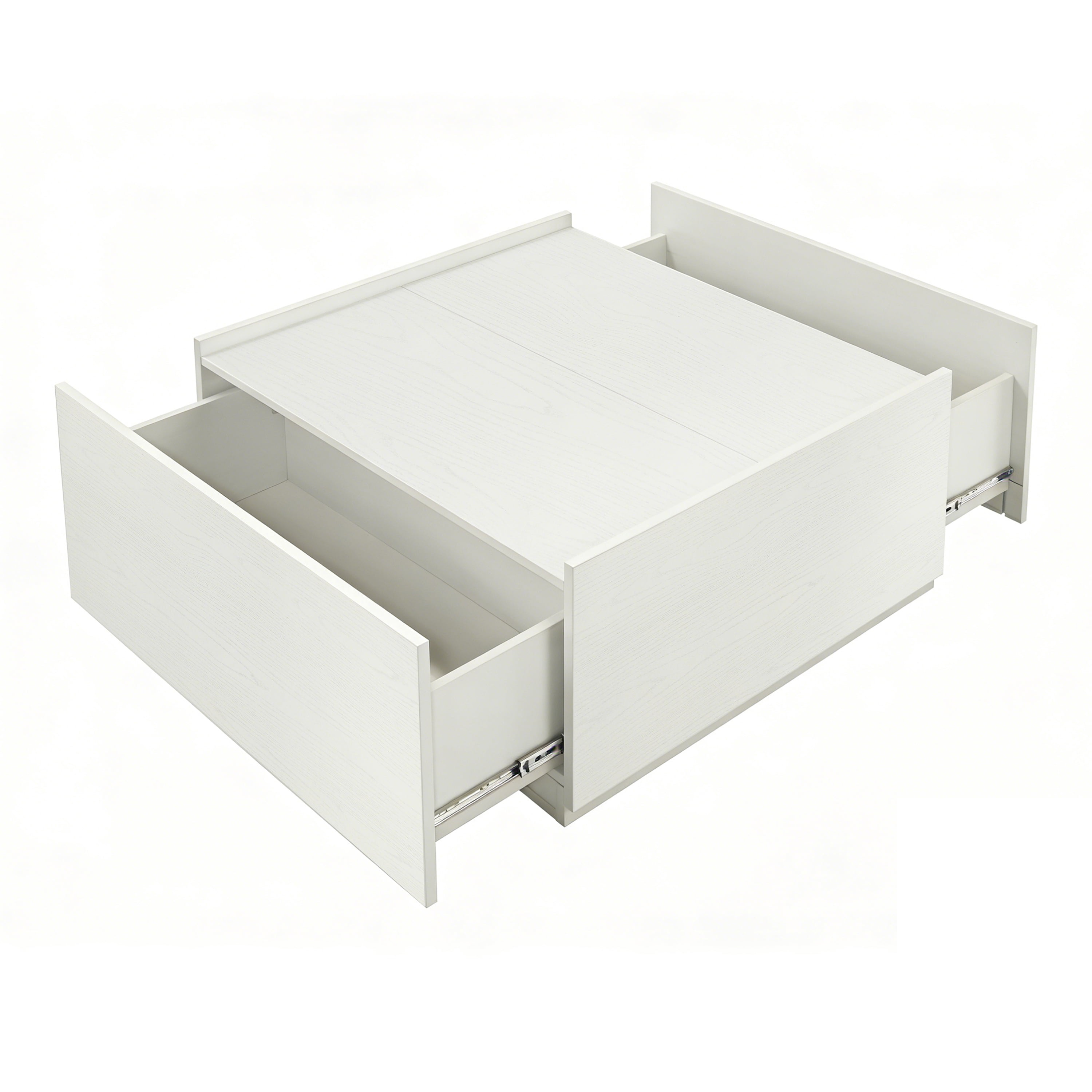 Furniture of America Afra Modern Wood 2-Drawer Square Storage Coffee Table, White