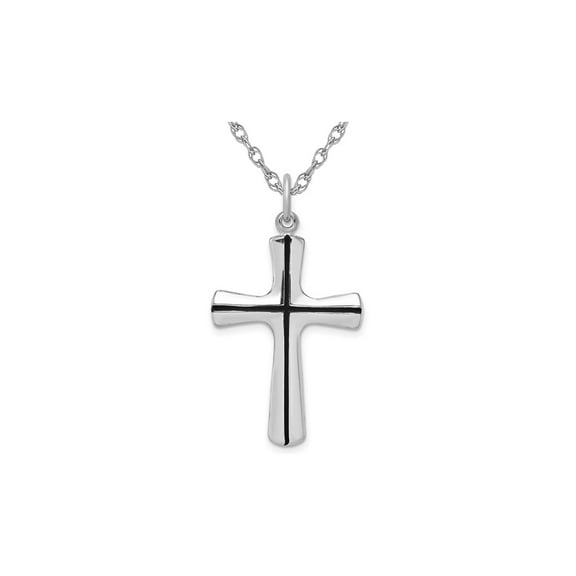 Gem & Harmony Sterling Silver Polished Cross Pendant Necklace with Chain for Women