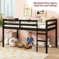 thumbnail image 2 of UHOMEPRO Twin Size Loft Bed, Solid Wood Loft Bed Frame with Wooden Slats, Modern Low Loft Bed for Boys Girls, No Box Spring Needed, Black, 2 of 8