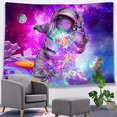 thumbnail image 3 of Tapiz psicodélico de astronauta de medusas JAMW decoración estética fresca cielo estrellado morado 150 x 130 Sencillez, 3 of 5