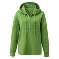 thumbnail image 7 of Plus Size Women Blouses Fall Relaxed Fit Hooded Long Sleeve Kimono One Shoulder with Buttons Down Solid Color Leisure Polyester Hoodies Sweatshirt(Green,XXXXXL), 7 of 7