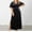Black, variant on V Neck Dresses for Women Plus Size Max Gown Trendy Short Sleeve Green Solid Womens Evening Dress Pleated