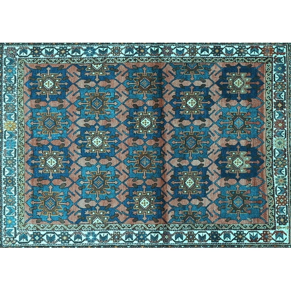 Ahgly Company Indoor Rectangle Persian Light Blue Traditional Area Rugs, 7' x 9'
