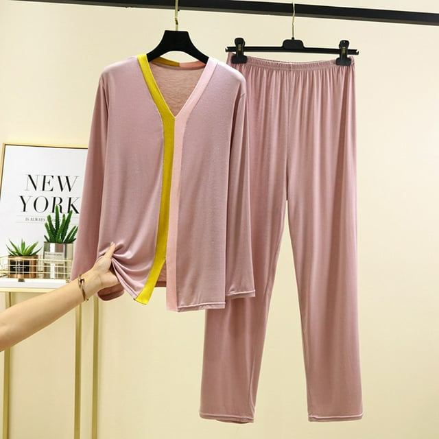 Tidyack , Bonanza de Rabais, Haut Décontracté à Manches Longues pour Femmes, Pantalon à Couleurs Contrastées, Design Patchwork, Style Mode Urbaine, pour le Quotidien, Tenue Polyvalente à la Maison, Mélange de Coton Doux