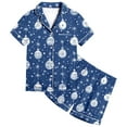 thumbnail image 4 of LRen Christmas Pajamas for Girls 10-12 V Neck Short Sleeve Graphic Satin Pjs Loose Kids Nightwear Gifts for Kids,Z9-Blue,160(12-13 Years), 4 of 4