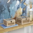 thumbnail image 2 of DecMode Light Brown Wood Decorative Box with Rattan Panels and Glass Tops, 2 Count, 2 of 12
