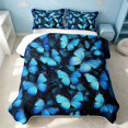 thumbnail image 2 of Erosebridal Cute Butterfly Quilt Full, Princess Wildlife Full Bedspread Sets, Reversible, Deep Teal Blue, 3pcs (1 Coverlet and 2 Pillowcases), 2 of 7