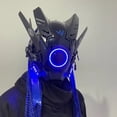 thumbnail image 5 of Casco ciberpunk, máscara genial, máscara de cosplay tecnológica con luz LED, máscara de samurái shinobi, trenzas, rastas, regalo de Navidad para adultos geek, 5 of 5