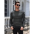 thumbnail image 3 of COOFANDY Men's Striped Crewneck Sweaters Long Sleeve Knit Pullover Lightweight Slim Fit Sweater, 3 of 8
