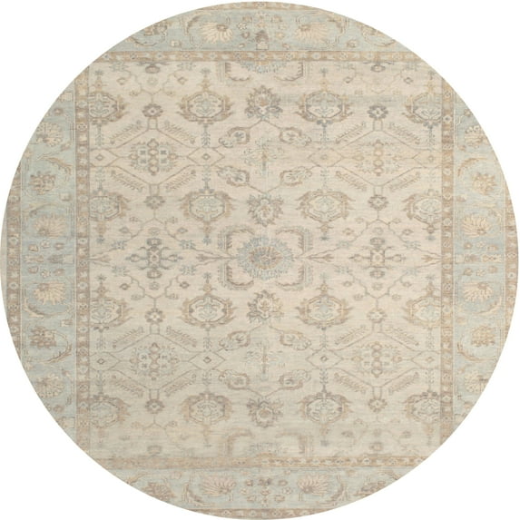 Ahgly Company Indoor Round Traditional Tan Brown Oriental Area Rugs, 3' Round