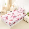 thumbnail image 4 of Erosebridal Pink Coquette Bowknot Girls Twin Sheet Sets,Kawaii Loves Pattern Bedding For Kids 3-Piece, 4 of 6