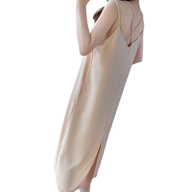 Sonducket Vestido Largo Sin Mangas Gasa Ropa De Verano Vestido Suelto Sexy, Blanco, M Vestidos Albaricoque METRO Sonducket AP001588-12B